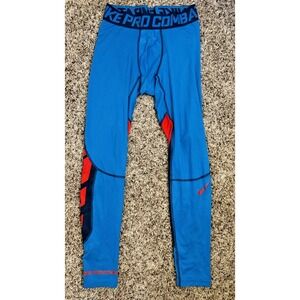 Nike‎ Pro Men's Combat Leggings Blue/Red Size Large
